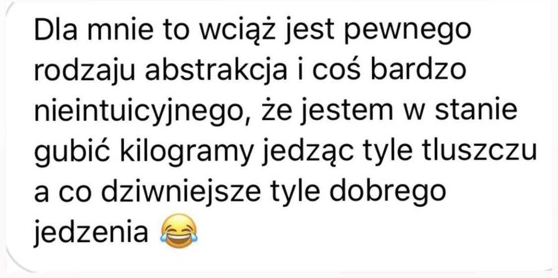 Opinia: gubię kilogramy, jedząc tyle tłuszczu i tyle dobrego jedzenia